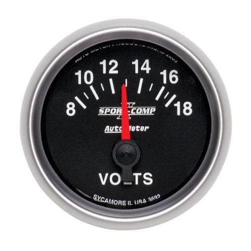 AUTOMETER 2-1/16", Short Sweep Electric, 8-18 volts Auto Meter Sport-Comp II Voltmeter Gauge AU3692 SR