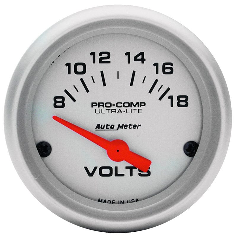 AUTOMETER 2-1/16", Short Sweep Electric, 8-18 volts Auto Meter Ultra-Lite Series Voltmeter Gauge AU4391 SR