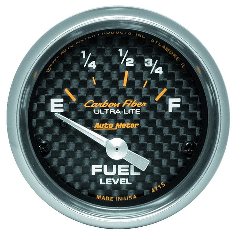 AUTOMETER 2-1/16", Short Sweep Electric, Ford, 73 ohms Empty/10 ohms Full Auto Meter Carbon Fiber Series Fuel Level Gauge AU4715 SR