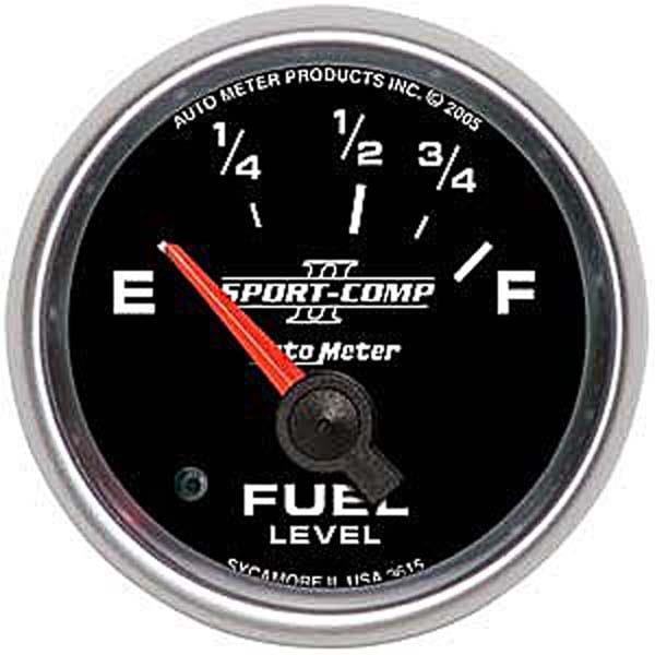 AUTOMETER 2-1/16", Short Sweep Electric, Ford & Chrysler, 73 ohms Empty/10 ohms Auto Meter Sport-Comp II Fuel Level Gauge AU3615 SR