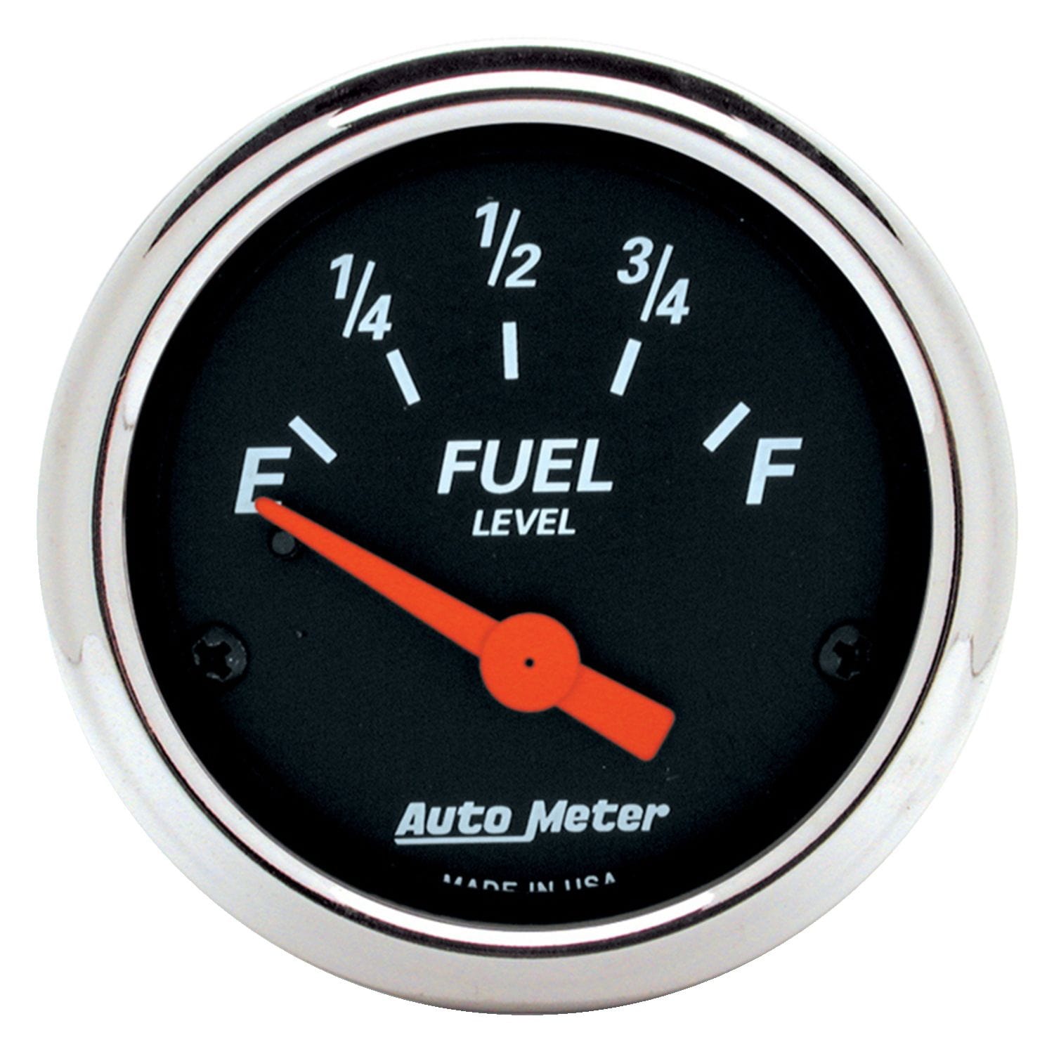 AUTOMETER 2-1/16", Short Sweep Electric, GM, 0 ohms Empty/30 ohms Full Auto Meter Designer Black Series Fuel Level Gauge Chrome Bezel AU1425 SR