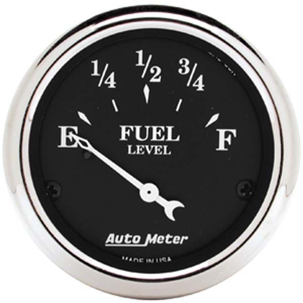 AUTOMETER 2-1/16", Short Sweep Electric, GM, 0 ohms Empty/30 ohms Full Auto Meter Old Tyme Black Series Fuel Level Gauge AU1718 SR