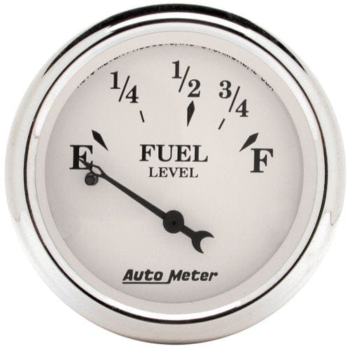 AUTOMETER 2-1/16", Short Sweep Electric, GM, 0 ohms Empty/30 ohms Full Auto Meter Old Tyme White Series Fuel Level Gauge AU1607 SR