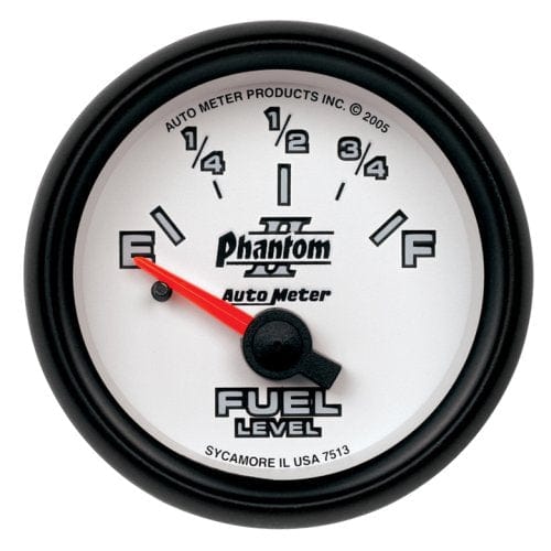 AUTOMETER 2-1/16", Short Sweep Electric, GM, 0 ohms Empty/90 ohms Full Auto Meter Phantom II Series Fuel Level Gauge AU7513 SR