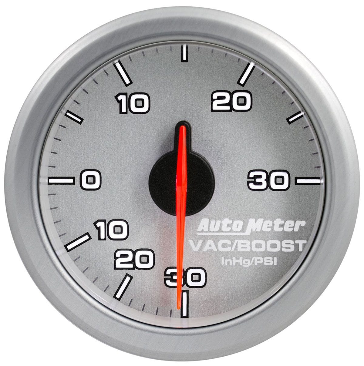 AUTOMETER 2-1/16", Silver Dial, Full Sweep Electric, 30 In. Hg/30 psi Auto Meter AirDrive Series Boost/Vacuum Gauge AU9159-UL SR