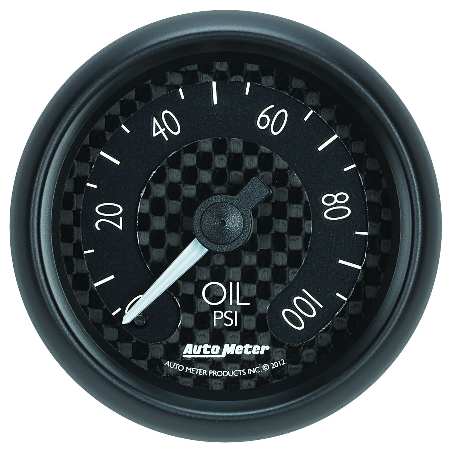 AUTOMETER 2-5/8", Black Carbon Fiber Dial, Full Sweep Mechanical, 0-100 psi Auto Meter GT Series Oil Pressure Gauge AU8021 SR