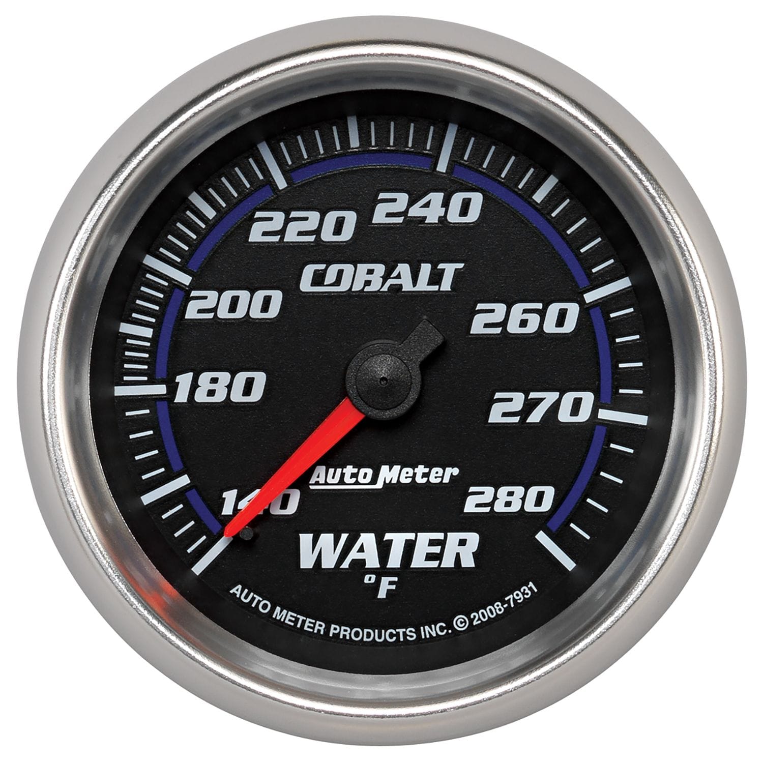 AUTOMETER 2-5/8", Full Short Sweep Mechanical, 140-280°F Auto Meter Cobalt Series Water Temperature Gauge AU7931 SR
