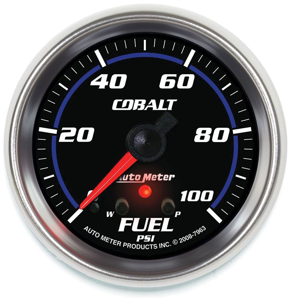 AUTOMETER 2-5/8", Full Sweep Electric, 0-100 psi, Peak Memory and Warning Auto Meter Cobalt Series Fuel Pressure Gauge AU7963 SR