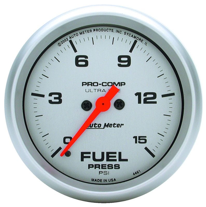 AUTOMETER 2-5/8", Full Sweep Electric, 0-15 psi Auto Meter Ultra-Lite Series Fuel Pressure Gauge AU4461 SR