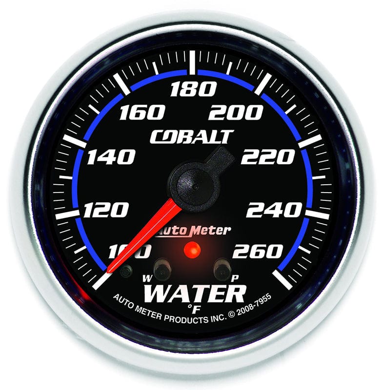 AUTOMETER 2-5/8", Full Sweep Electric, 100-260°F, Peak Memory and Warning Auto Meter Cobalt Series Water Temperature Gauge AU7955 SR