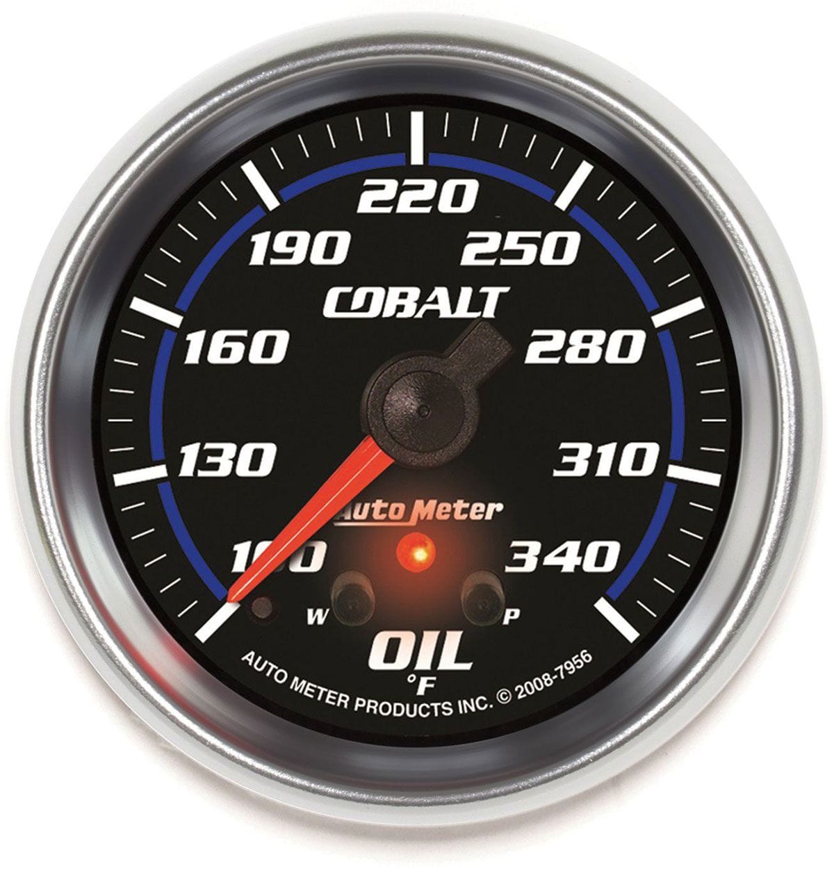 AUTOMETER 2-5/8", Full Sweep Electric, 140-340°F, Peak Memory and Warning Auto Meter Cobalt Series Oil Temperature Gauge AU7956 SR