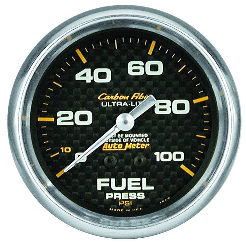 AUTOMETER 2-5/8", Full Sweep Mechanical, 0-100 psi Auto Meter Carbon Fiber Series Fuel Pressure Gauge AU4812 SR