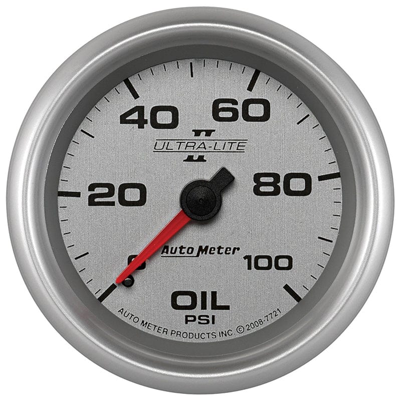 AUTOMETER 2-5/8", Full Sweep Mechanical, 0-100 psi Auto Meter Ultra-Lite II Series Oil Pressure Gauge AU7721 SR