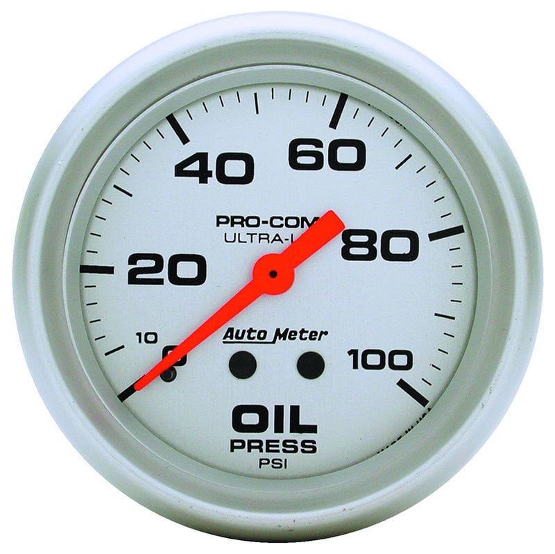 AUTOMETER 2-5/8", Full Sweep Mechanical, 0-100 psi Auto Meter Ultra-Lite Series Oil Pressure Gauge AU4421 SR