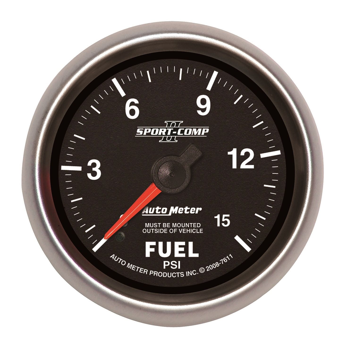 AUTOMETER 2-5/8", Full Sweep Mechanical, 0-15 psi Auto Meter Sport-Comp II Fuel Pressure Gauge AU7611 SR