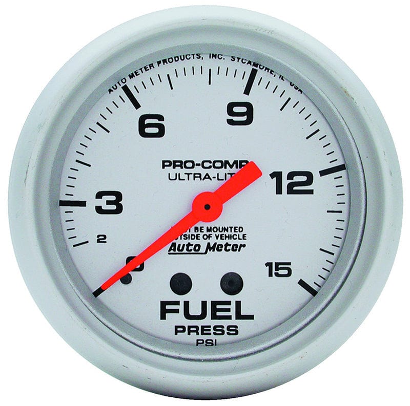 AUTOMETER 2-5/8", Full Sweep Mechanical, 0-15 psi Auto Meter Ultra-Lite Series Fuel Pressure Gauge AU4411 SR
