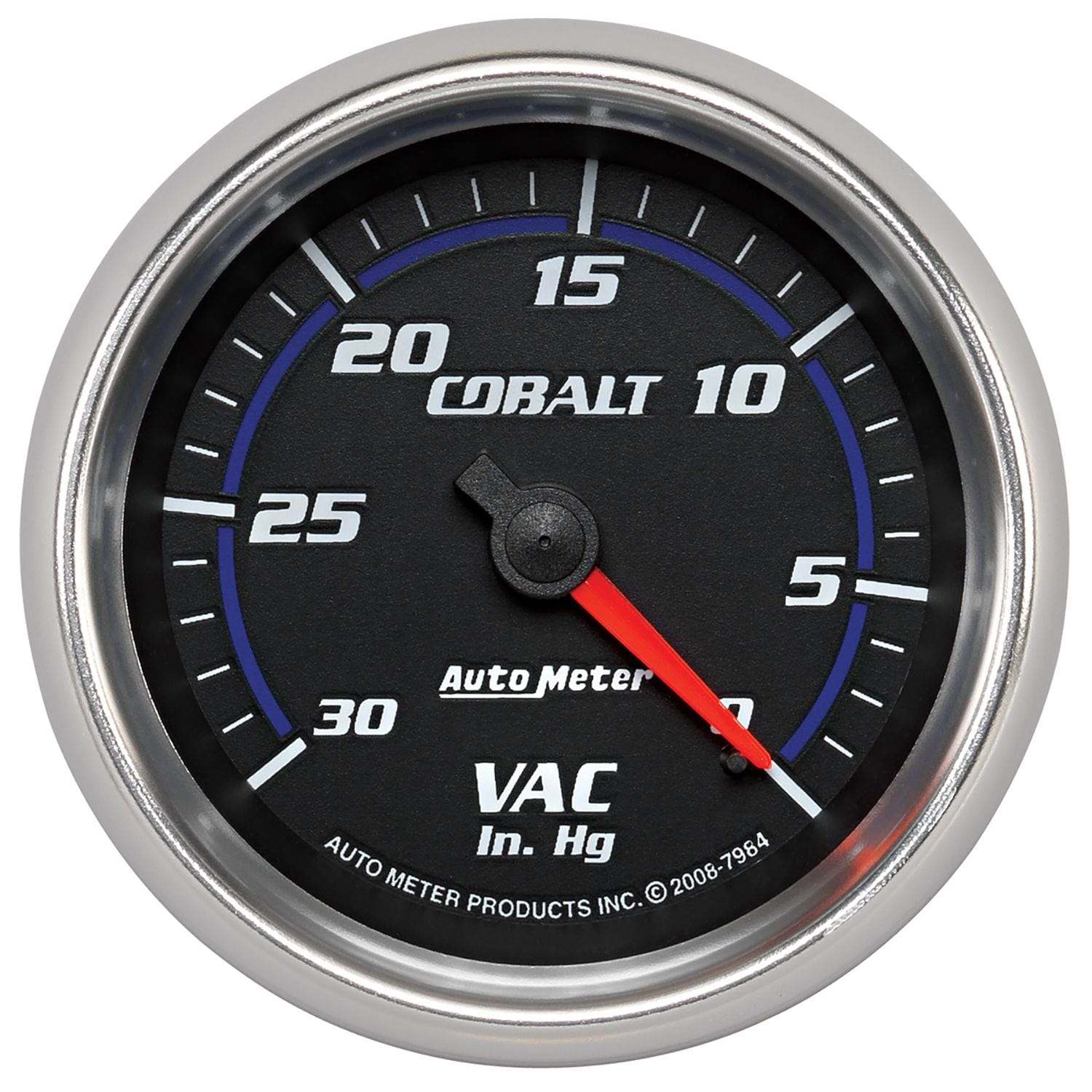 AUTOMETER 2-5/8", Full Sweep Mechanical, 0-30 In. Hg Auto Meter Cobalt Series Vacuum Gauge AU7984 SR