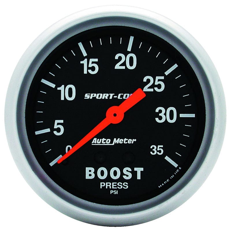 AUTOMETER 2-5/8", Full Sweep Mechanical, 0-35 psi Auto Meter Sport-Comp Series Boost Gauge AU3404 SR