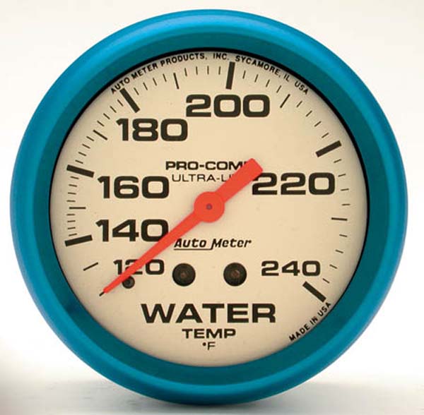 AUTOMETER 2-5/8", Full Sweep Mechanical, 120-240°F Auto Meter Ultra-Nite Series Water Temperature Gauge AU4532 SR