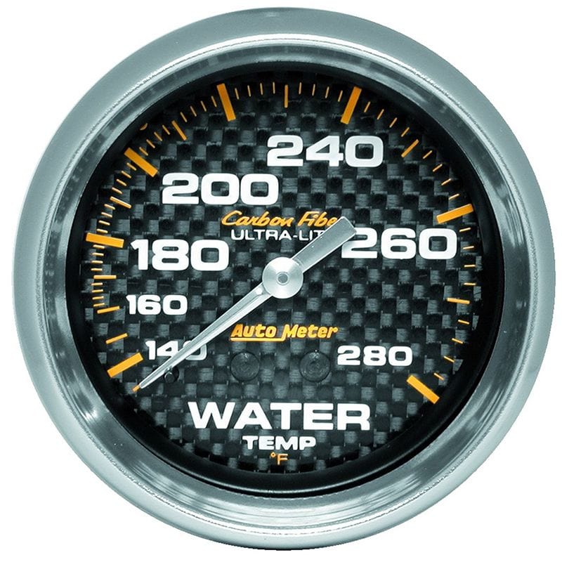 AUTOMETER 2-5/8", Full Sweep Mechanical, 140-280°F Auto Meter Carbon Fiber Series Water Temperature Gauge AU4831 SR