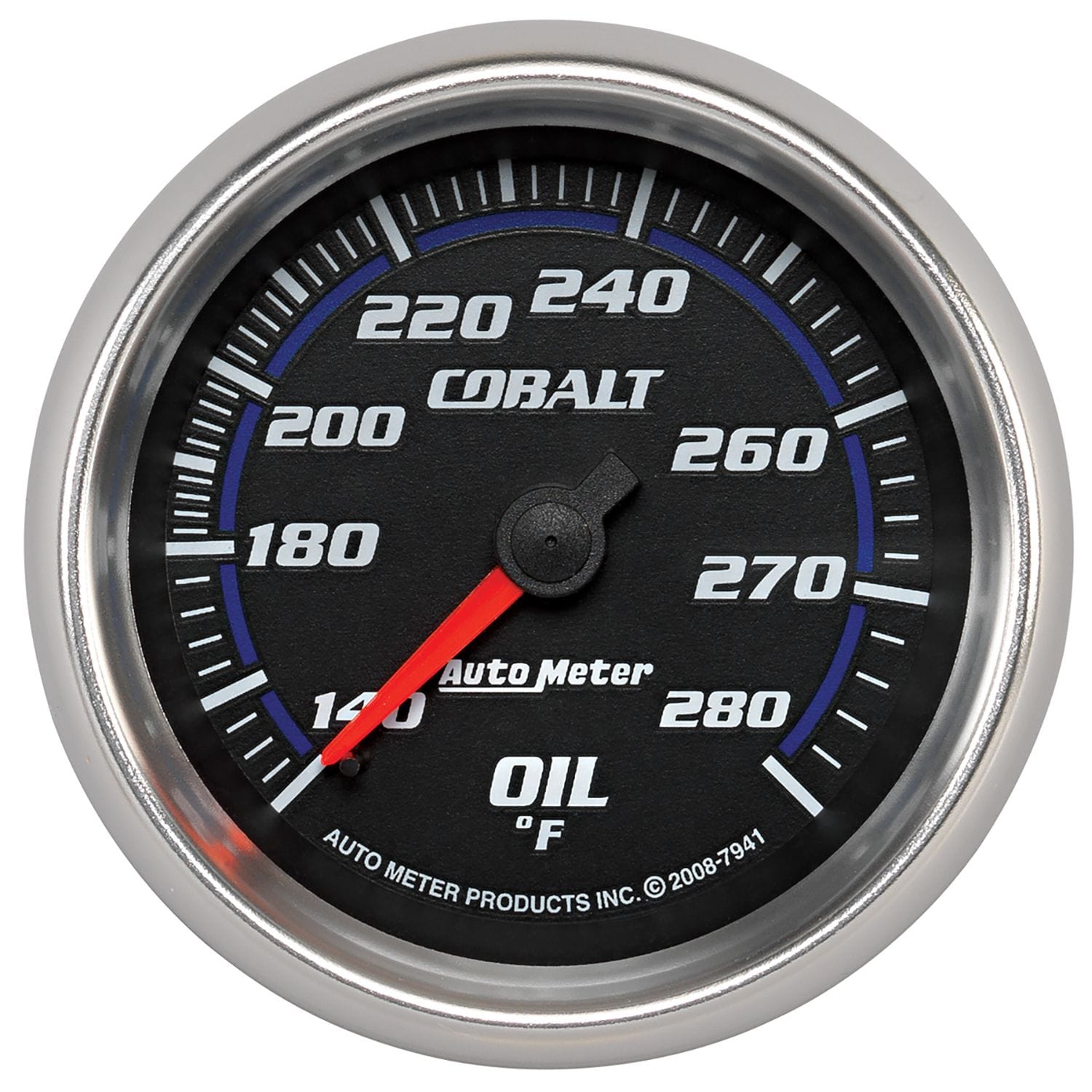 AUTOMETER 2-5/8", Full Sweep Mechanical, 140-280°F Auto Meter Cobalt Series Oil Temperature Gauge AU7941 SR