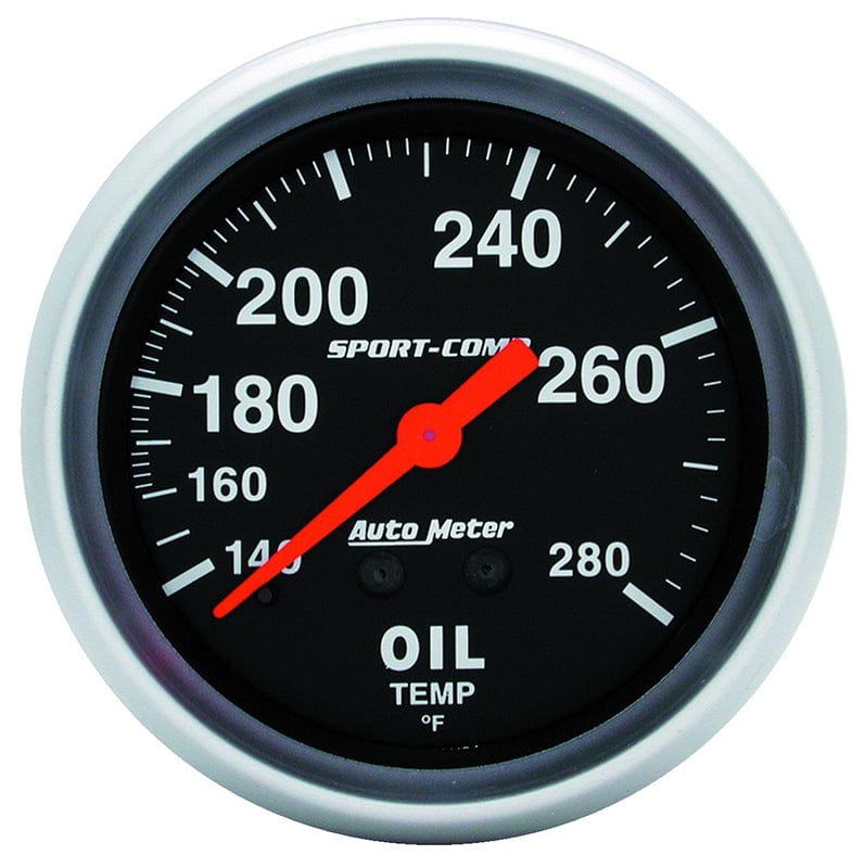 AUTOMETER 2-5/8", Full Sweep Mechanical, 140-280°F Auto Meter Sport-Comp Series Oil Temperature Gauge AU3441 SR