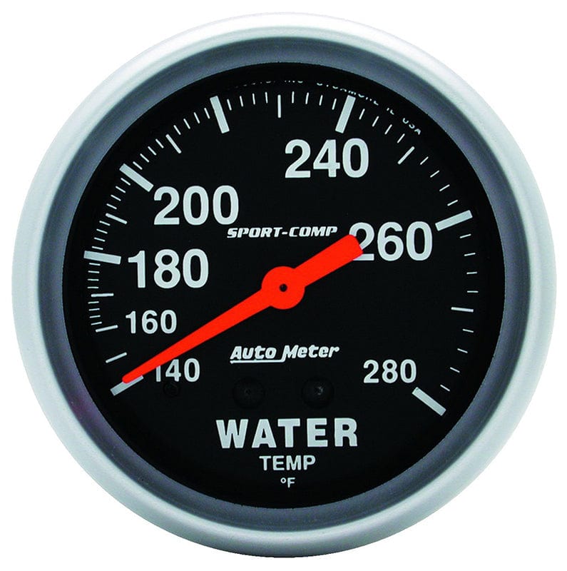 AUTOMETER 2-5/8", Full Sweep Mechanical, 140-280°F Auto Meter Sport-Comp Series Water Temperature Gauge AU3431 SR
