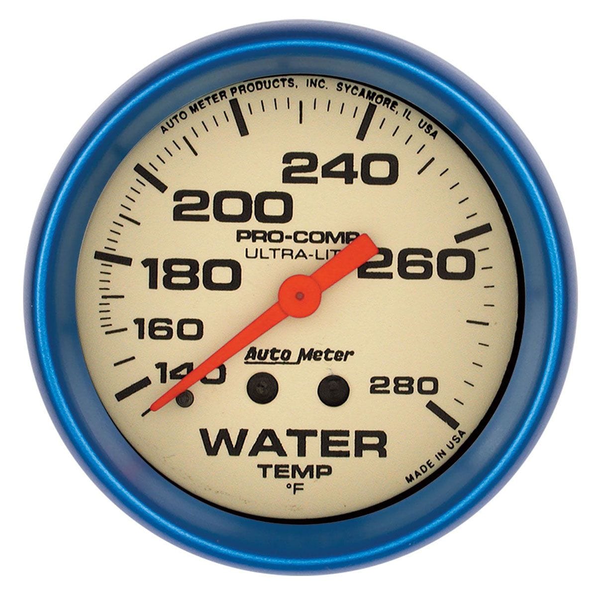 AUTOMETER 2-5/8", Full Sweep Mechanical, 140-280°F Auto Meter Ultra-Nite Series Water Temperature Gauge AU4535 SR