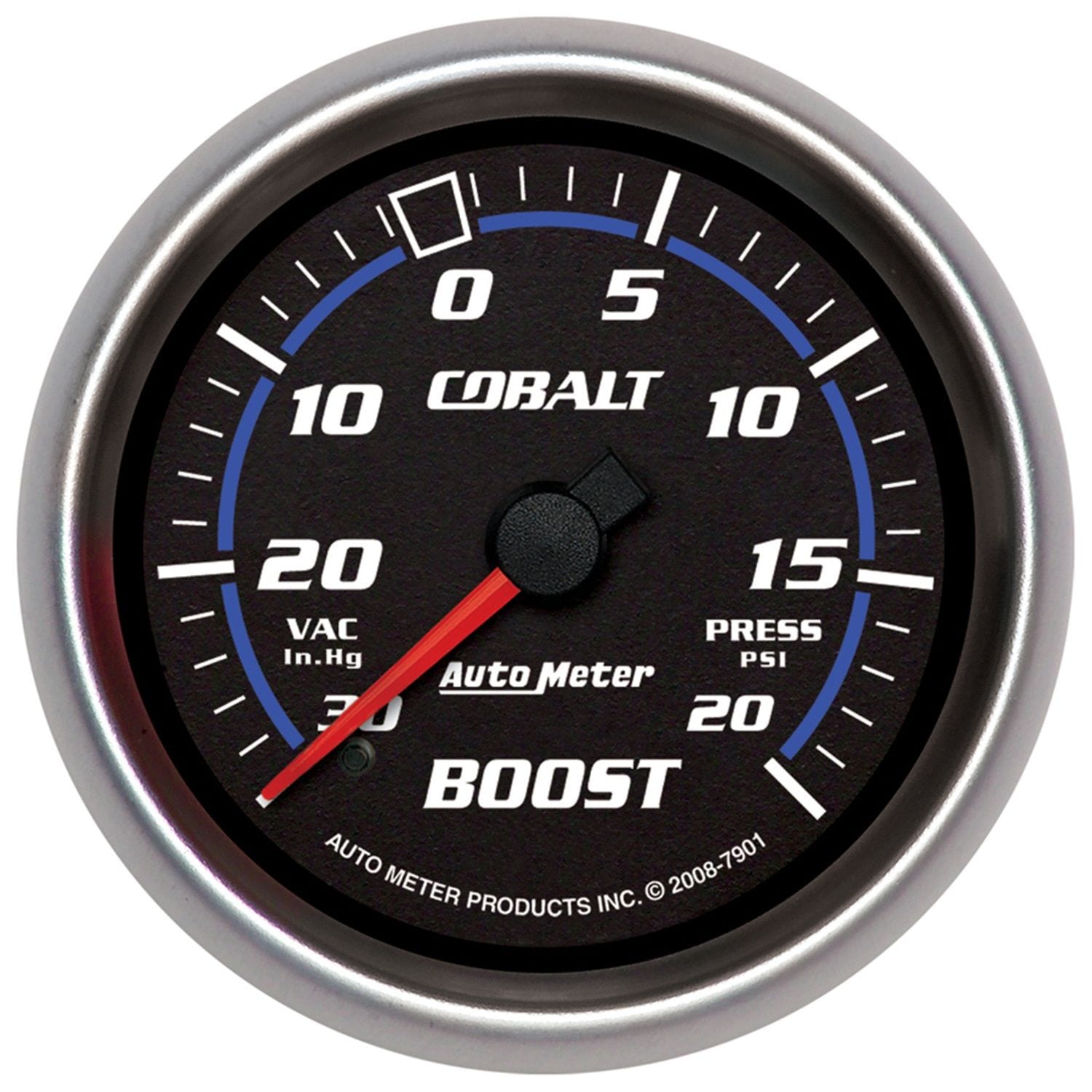 AUTOMETER 2-5/8", Full Sweep Mechanical, 30 In. Hg./20 psi Auto Meter Cobalt Series Boost/Vacuum Gauge AU7901 SR