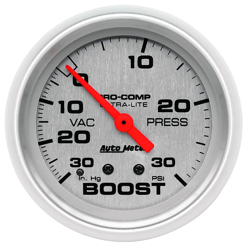 AUTOMETER 2-5/8", Full Sweep Mechanical, 30 In. Hg/30 psi Auto Meter Ultra-Lite Series Boost/Vacuum Gauge AU4403 SR