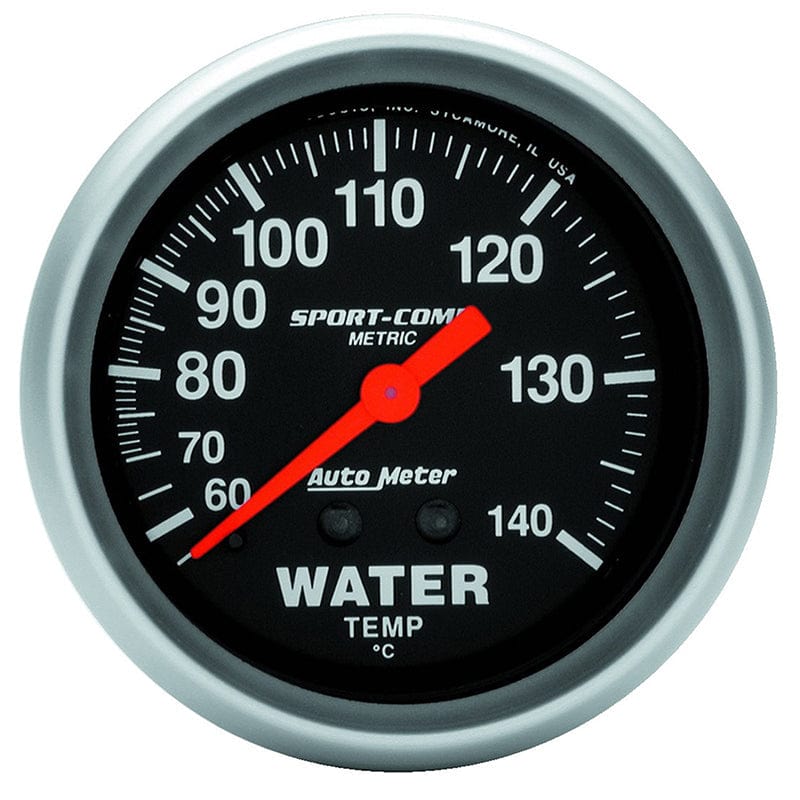 AUTOMETER 2-5/8", Full Sweep Mechanical, Metric, 60-138°C Auto Meter Sport-Comp Series Water Temperature Gauge AU3431-M SR