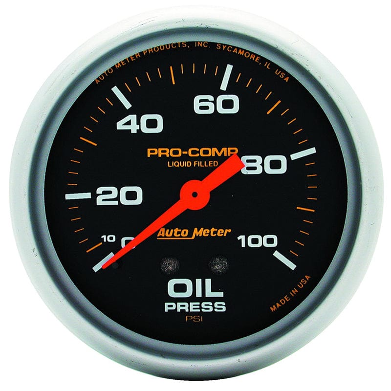 AUTOMETER 2-5/8", Liquid Filled Mechanical, 0-100 psi Auto Meter Pro-Comp Series Oil Pressure Gauge AU5421 SR