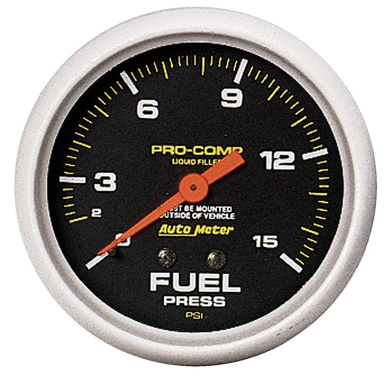 AUTOMETER 2-5/8", Liquid Filled Mechanical, 0-15 psi Auto Meter Pro-Comp Series Fuel Pressure Gauge AU5411 SR