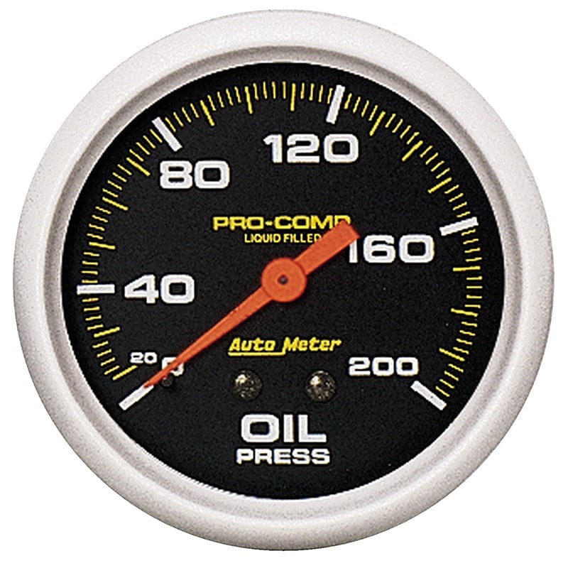 AUTOMETER 2-5/8", Liquid Filled Mechanical, 0-200 psi Auto Meter Pro-Comp Series Oil Pressure Gauge AU5422 SR