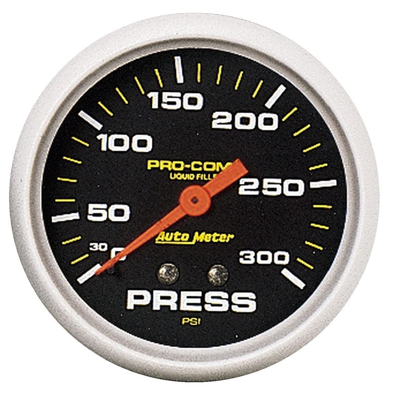 AUTOMETER 2-5/8", Liquid Filled Mechanical, 0-300 psi Auto Meter Pro-Comp Series Pressure Gauge AU5423 SR