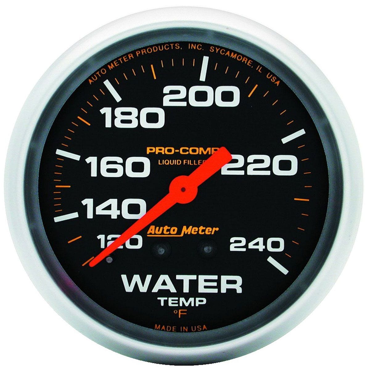 AUTOMETER 2-5/8", Liquid Filled Mechanical, 120-240°F Auto Meter Pro-Comp Series Water Temperature Gauge AU5432 SR
