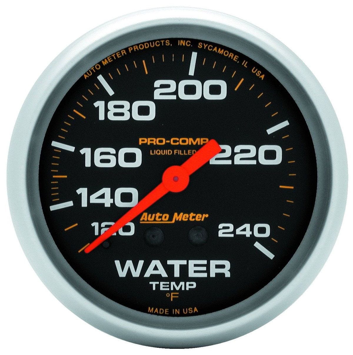 AUTOMETER 2-5/8", Liquid Filled Mechanical, 120-240°F Auto Meter Pro-Comp Series Water Temperature Gauge AU5433 SR