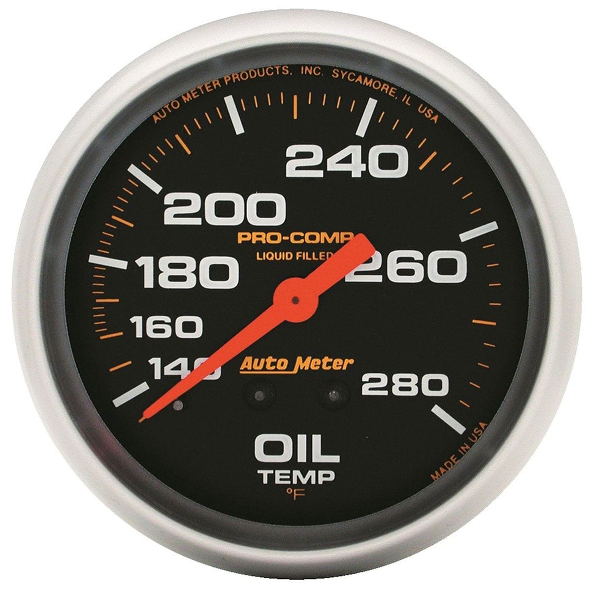 AUTOMETER 2-5/8", Liquid Filled Mechanical, 140-280°F Auto Meter Pro-Comp Series Oil Temperature Gauge AU5443 SR