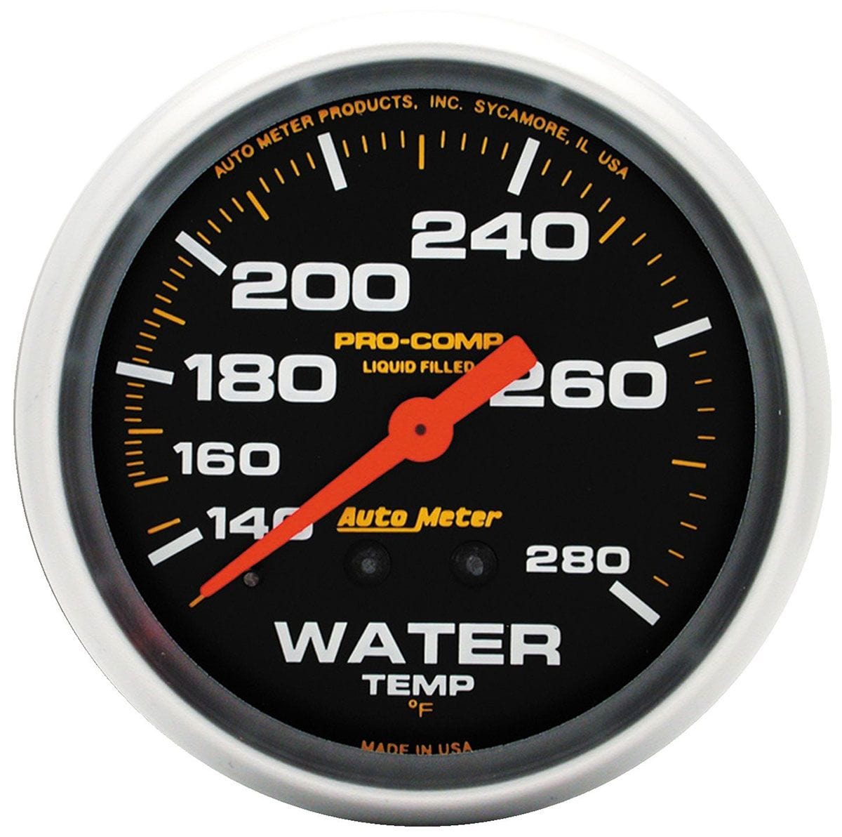 AUTOMETER 2-5/8", Liquid Filled Mechanical, 140-280°F Auto Meter Pro-Comp Series Water Temperature Gauge AU5431 SR