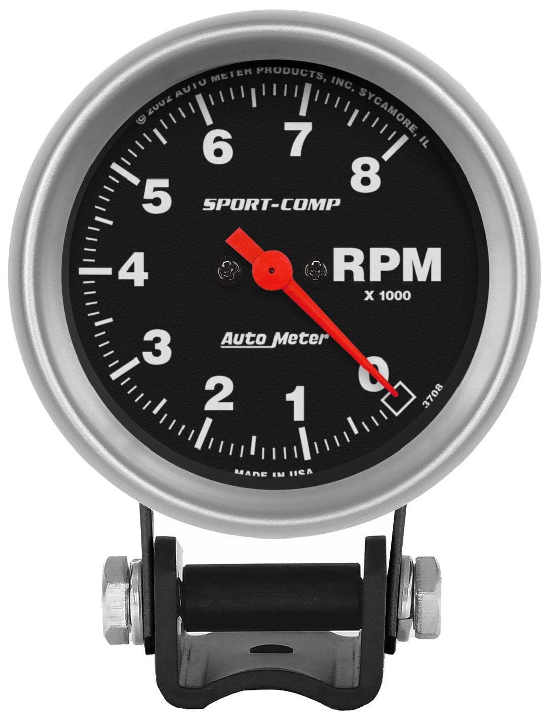 AUTOMETER 2-5/8", Pedestal Mount, 0-8,000 rpm Auto Meter Sport-Comp Series Mini Competition Tachometer AU3708 SR
