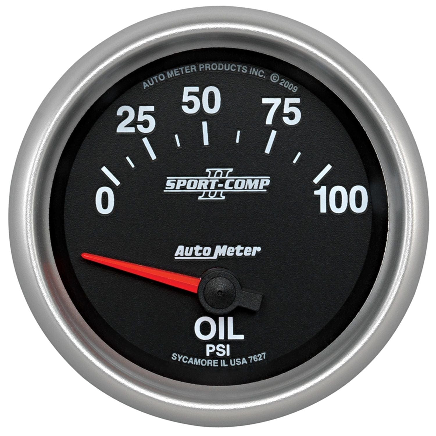 AUTOMETER 2-5/8", Short Sweep Electric, 0-100 psi Auto Meter Sport-Comp II Oil Pressure Gauge AU7627 SR