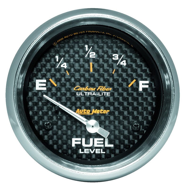 AUTOMETER 2-5/8", Short Sweep Electric, 240 ohms Empty/33 ohms Full Auto Meter Carbon Fiber Series Fuel Level Gauge AU4816 SR
