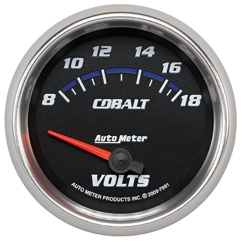 AUTOMETER 2-5/8", Short Sweep Electric, 8-18 volts Auto Meter Cobalt Series Voltmeter Gauge AU7991 SR