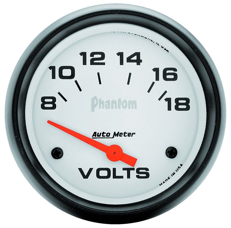 AUTOMETER 2-5/8", Short Sweep Electric, 8-18 volts Auto Meter Phantom Series Voltmeter Gauge AU5891 SR