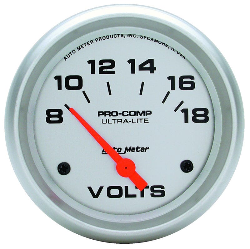 AUTOMETER 2-5/8", Short Sweep Electric, 8-18 volts Auto Meter Ultra-Lite Series Voltmeter Gauge AU4491 SR