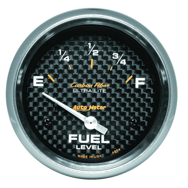 AUTOMETER 2-5/8", Short Sweep Electric, GM, 0 ohms Empty/90 ohms Full Auto Meter Carbon Fiber Series Fuel Level Gauge AU4814 SR