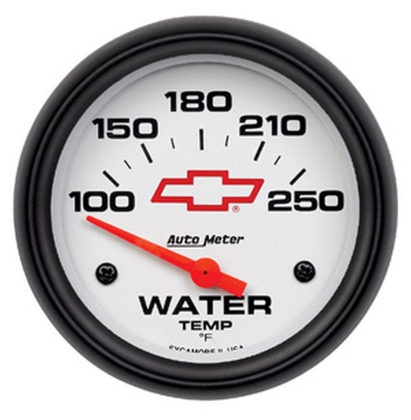 AUTOMETER 2-5/8", White Dial, Short Sweep Electrical, 100-250°F Auto Meter Chev Bow-Tie Water Temperature Gauge AU5837-00406 SR