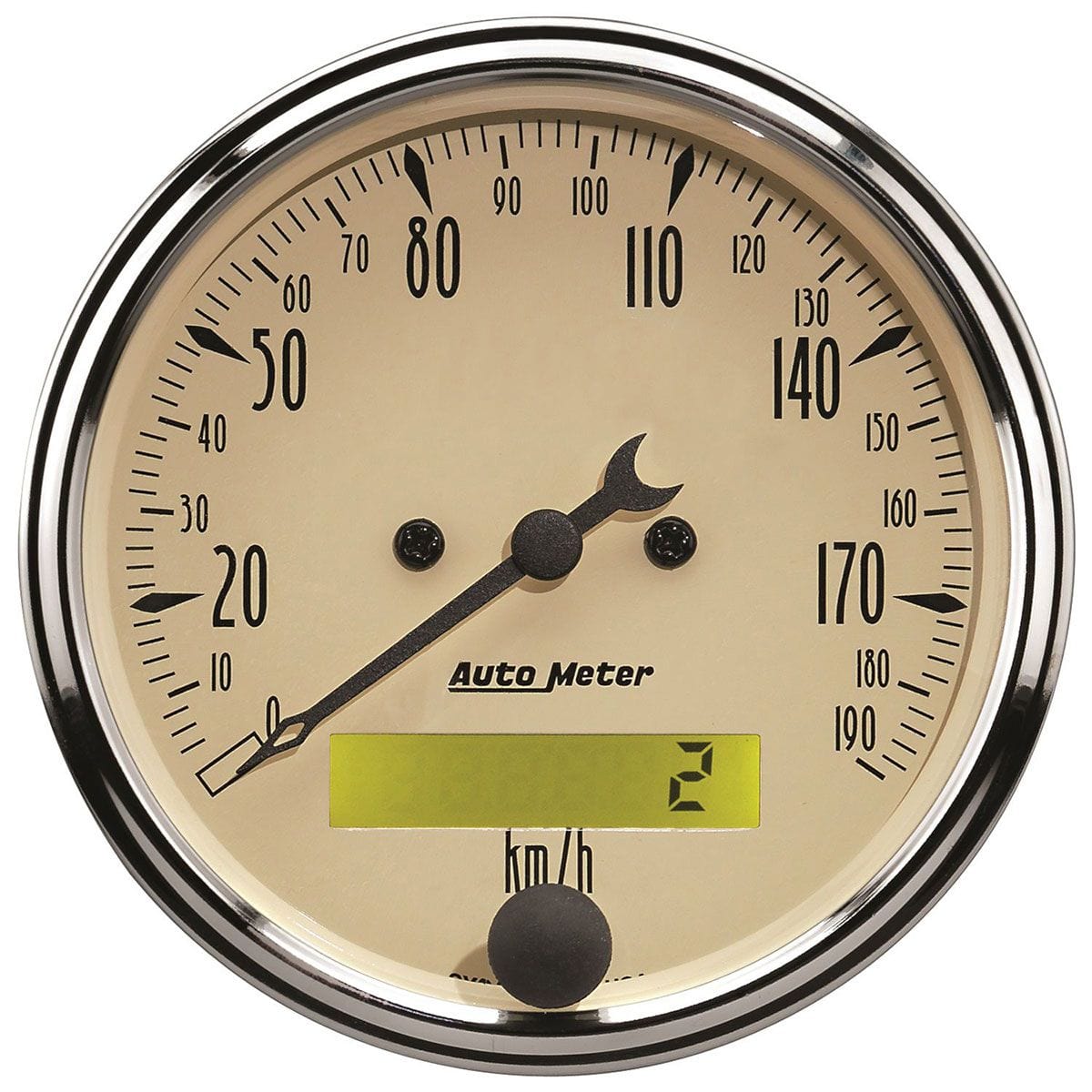 AUTOMETER 3-1/8", In-Dash, Electric, Programmable, 0-190 kph Auto Meter Antique Beige Speedometer AU1887-M SR