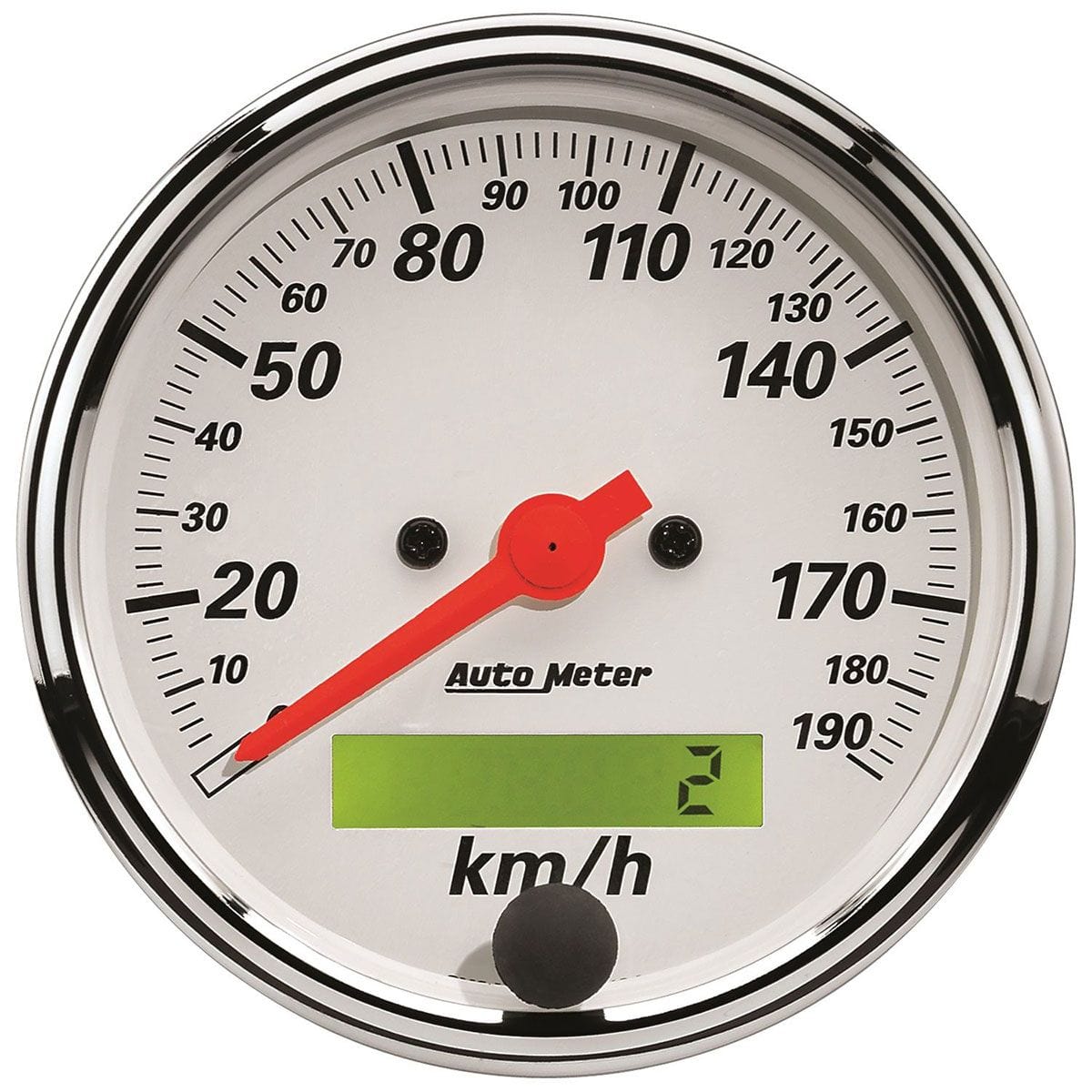 AUTOMETER 3-1/8", In-Dash, Electric, Programmable, 0-190 kph Auto Meter Arctic White Speedometer AU1388-M SR