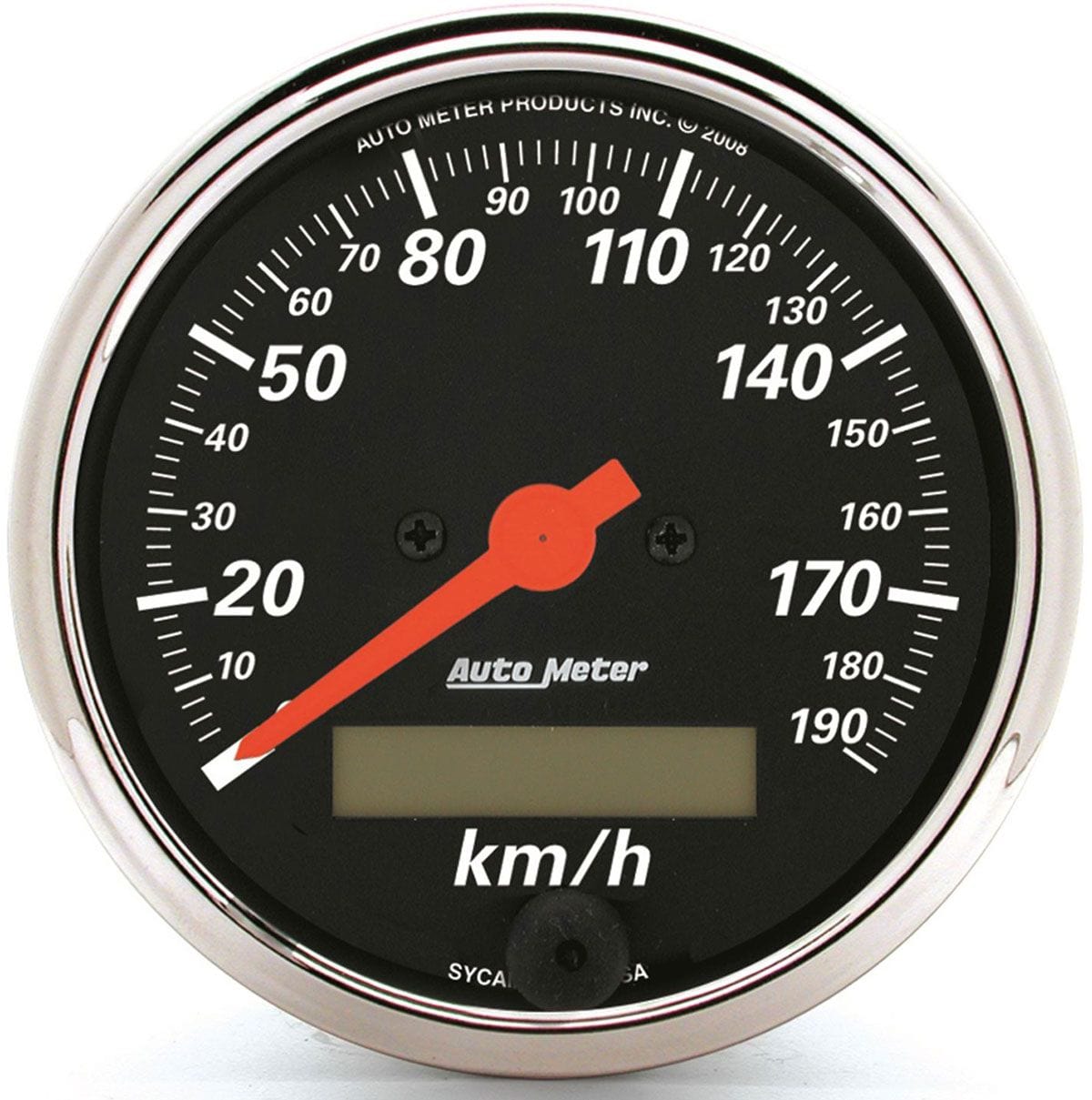AUTOMETER 3-1/8", In-Dash, Electric, Programmable, 190 kph Auto Meter Desighner Black Speedo AU1487-M SR